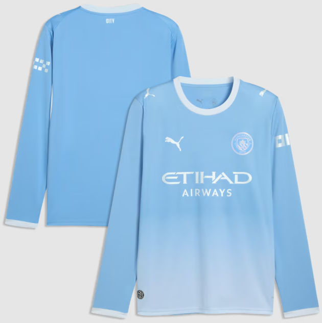 2026-27 Manchester City Home Long Sleeve Soccer Jersey Shirt